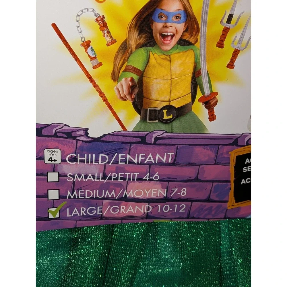Girls Teenage Mutant Ninja Turtles 4 in 1 Mask Costume Tutu Size Large 10-12 NEW